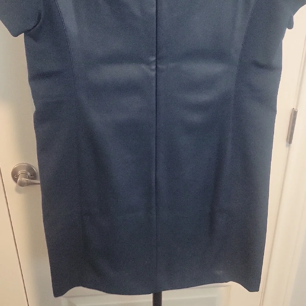Ann Taylor Faux Leather Mixed Media Shift Dress - Picture 6 of 7